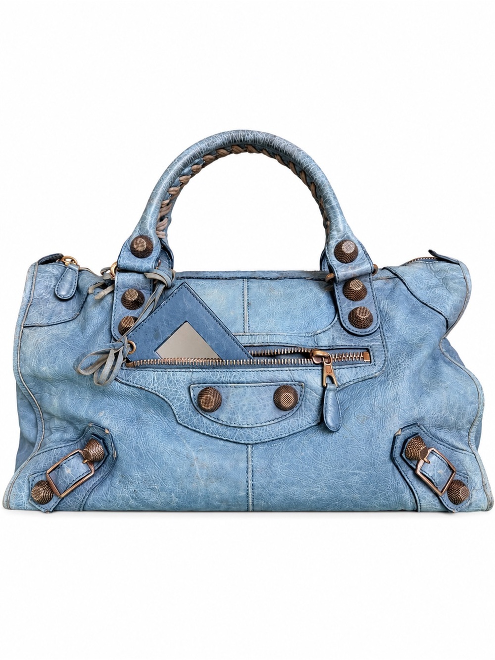Balenciaga Giant City Blue Leather Bag Vintage Authentic w/COA